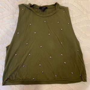 Army Green Muscle Cropped Tee